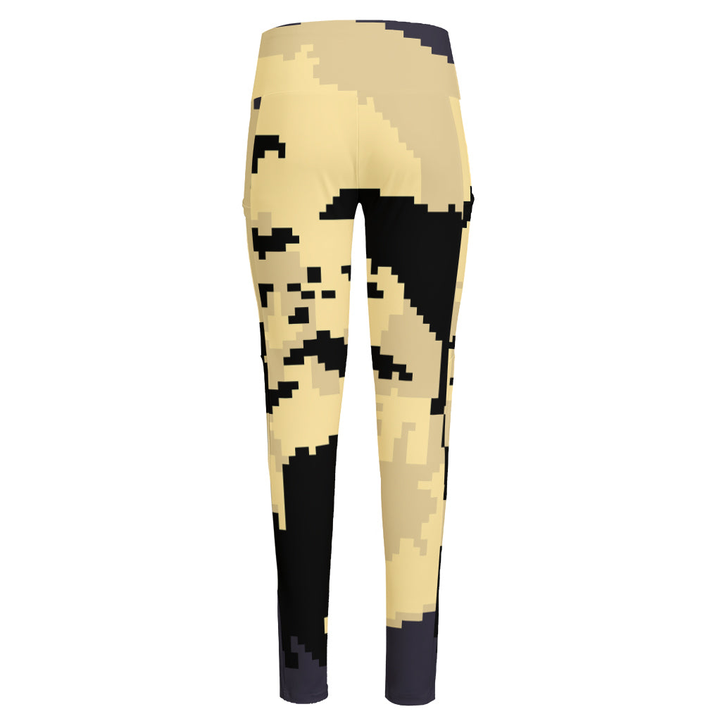 8-Bit Pixel Halloween Bat Print High-Waisted Pocket Leggings