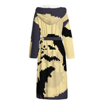 8-Bit Pixel Halloween Bat Print Hooded Bathrobe