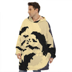 8-Bit Pixel Halloween Bat Print Hoodie Blanket