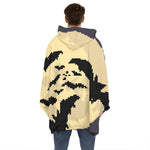 8-Bit Pixel Halloween Bat Print Hoodie Blanket