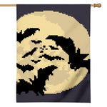 8-Bit Pixel Halloween Bat Print House Flag