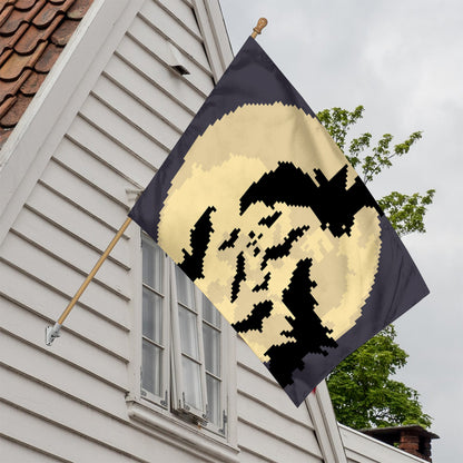 8-Bit Pixel Halloween Bat Print House Flag