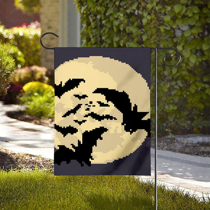 8-Bit Pixel Halloween Bat Print House Flag