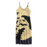 8-Bit Pixel Halloween Bat Print Jersey Midi Cami Dress