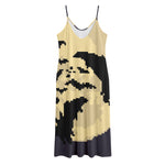 8-Bit Pixel Halloween Bat Print Jersey Midi Cami Dress