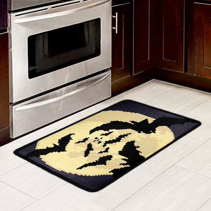 8-Bit Pixel Halloween Bat Print Kitchen Mat