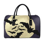 8-Bit Pixel Halloween Bat Print Leather Duffle Bag