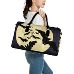 8-Bit Pixel Halloween Bat Print Leather Duffle Bag