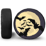 8-Bit Pixel Halloween Bat Print Leather Spare Tire Cover