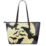 8-Bit Pixel Halloween Bat Print Leather Tote Bag