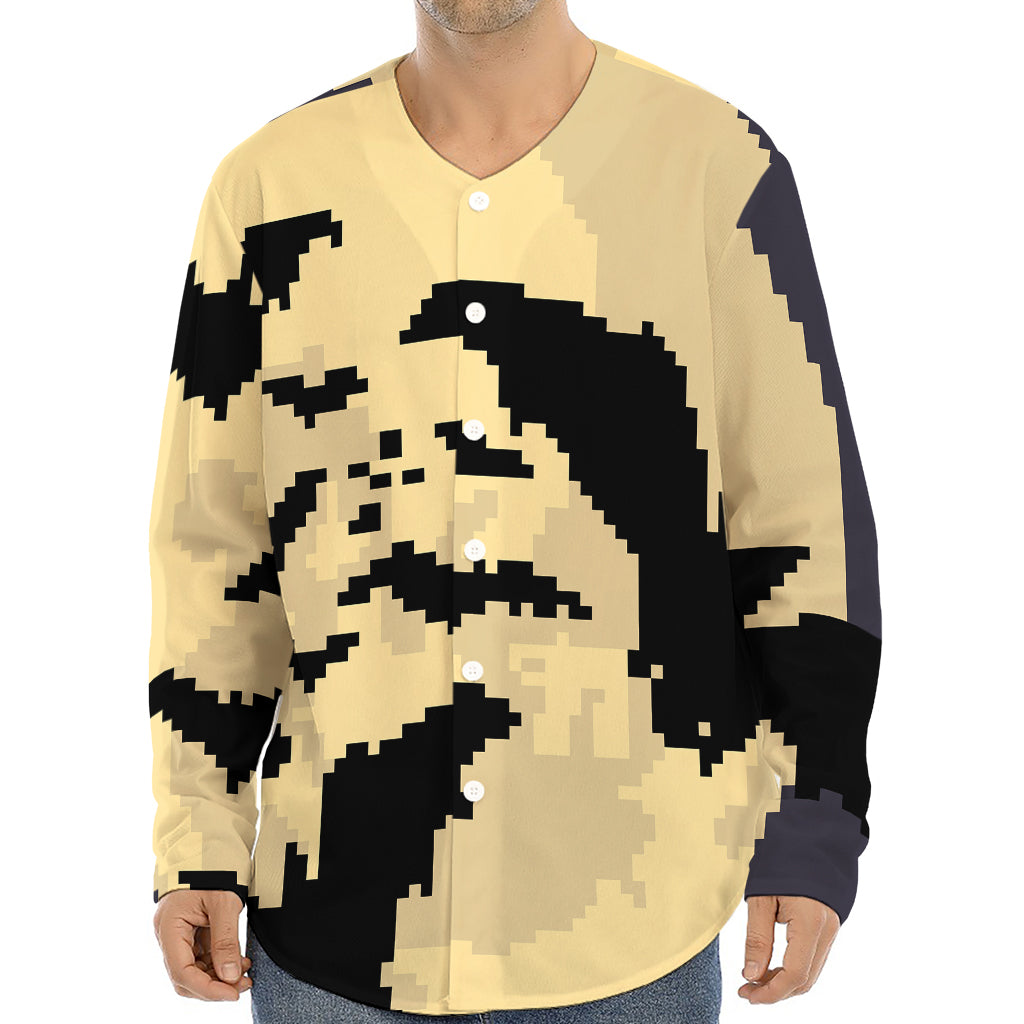 8-Bit Pixel Halloween Bat Print Long Sleeve Baseball Jersey