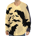 8-Bit Pixel Halloween Bat Print Long Sleeve Baseball Jersey
