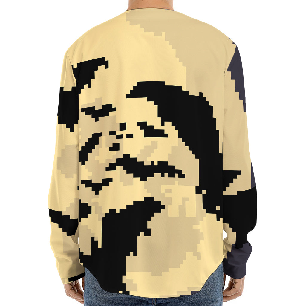 8-Bit Pixel Halloween Bat Print Long Sleeve Baseball Jersey