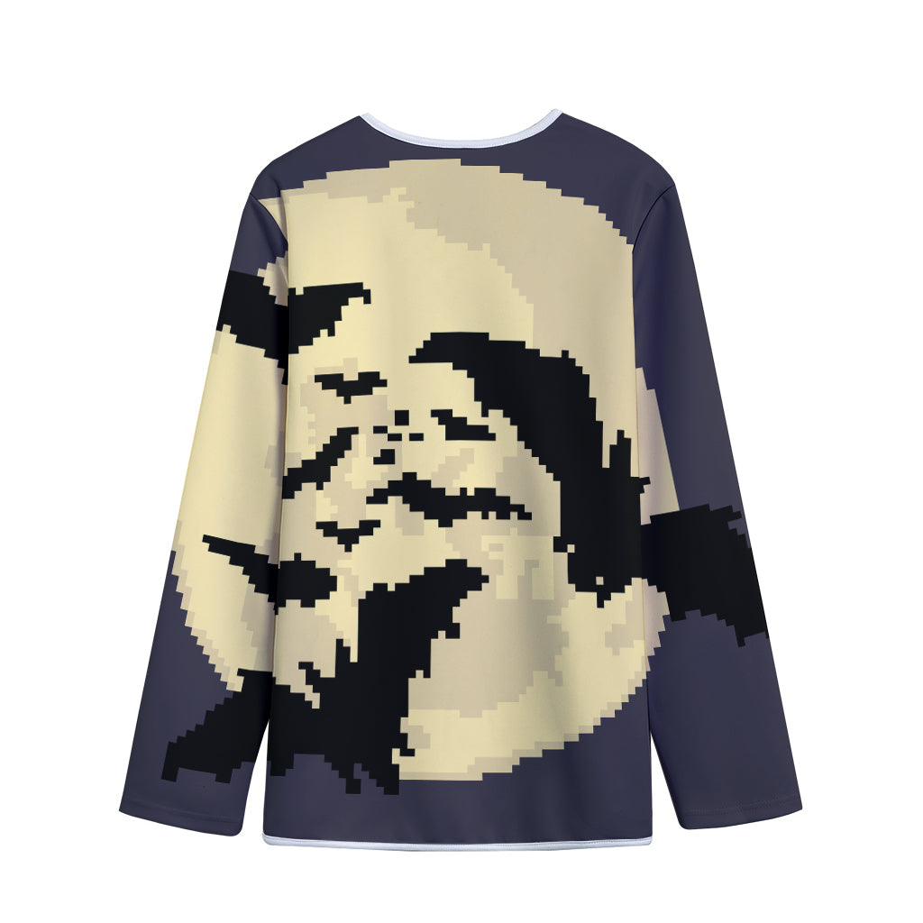 8-Bit Pixel Halloween Bat Print Long Sleeve Short Coat