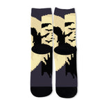 8-Bit Pixel Halloween Bat Print Long Socks