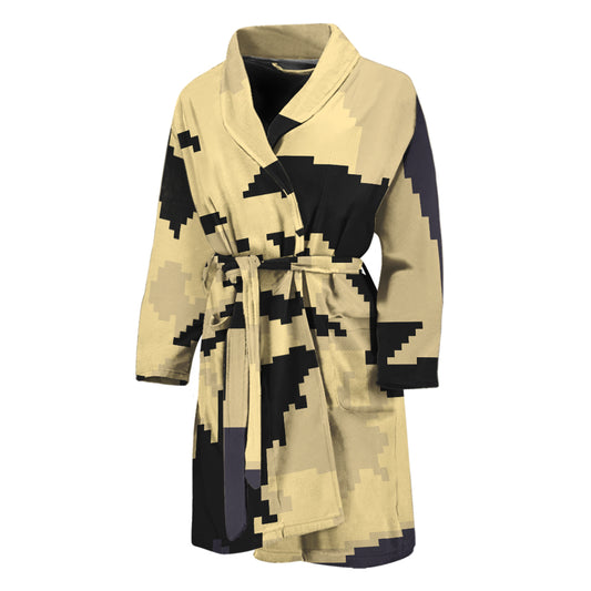 8-Bit Pixel Halloween Bat Print Men's Bathrobe