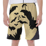 8-Bit Pixel Halloween Bat Print Men's Beach Shorts