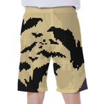 8-Bit Pixel Halloween Bat Print Men's Beach Shorts
