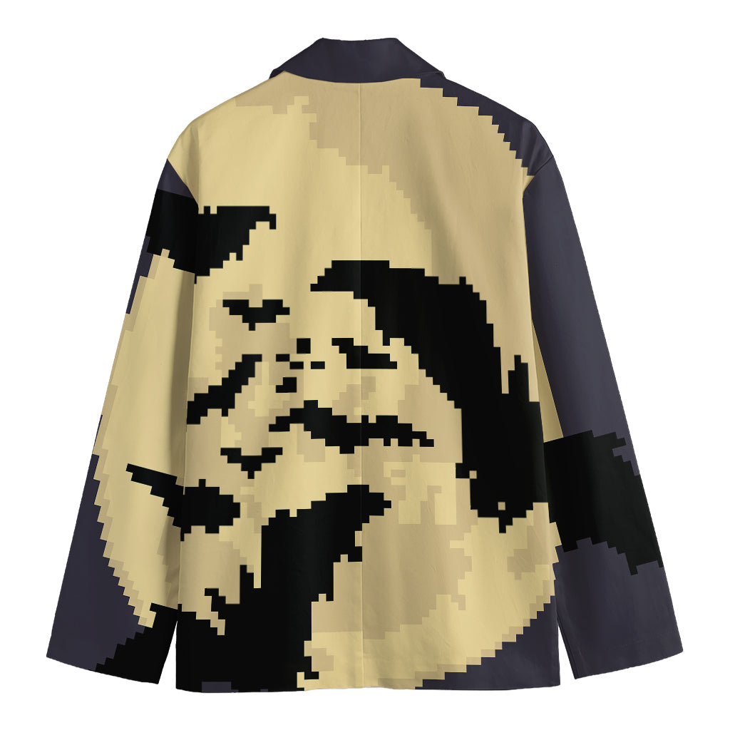 8-Bit Pixel Halloween Bat Print Men's Blazer