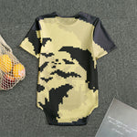 8-Bit Pixel Halloween Bat Print Men's Bodysuit