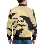 8-Bit Pixel Halloween Bat Print Men's Bomber Jacket