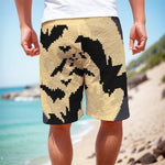 8-Bit Pixel Halloween Bat Print Men's Cargo Shorts