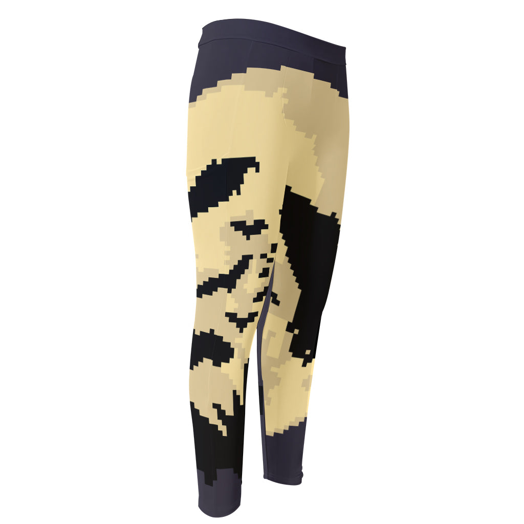 8-Bit Pixel Halloween Bat Print Men's Compression Pants