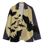 8-Bit Pixel Halloween Bat Print Men's Cotton Blazer