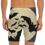 8-Bit Pixel Halloween Bat Print Men's Long Boxer Briefs