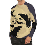 8-Bit Pixel Halloween Bat Print Men's Long Sleeve Rash Guard
