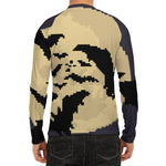 8-Bit Pixel Halloween Bat Print Men's Long Sleeve Rash Guard