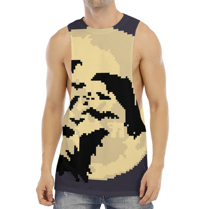 8-Bit Pixel Halloween Bat Print Men's Muscle Tank Top