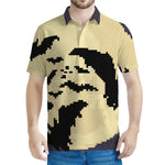 8-Bit Pixel Halloween Bat Print Men's Polo Shirt
