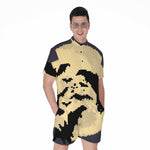 8-Bit Pixel Halloween Bat Print Men's Rompers