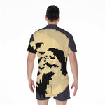 8-Bit Pixel Halloween Bat Print Men's Rompers