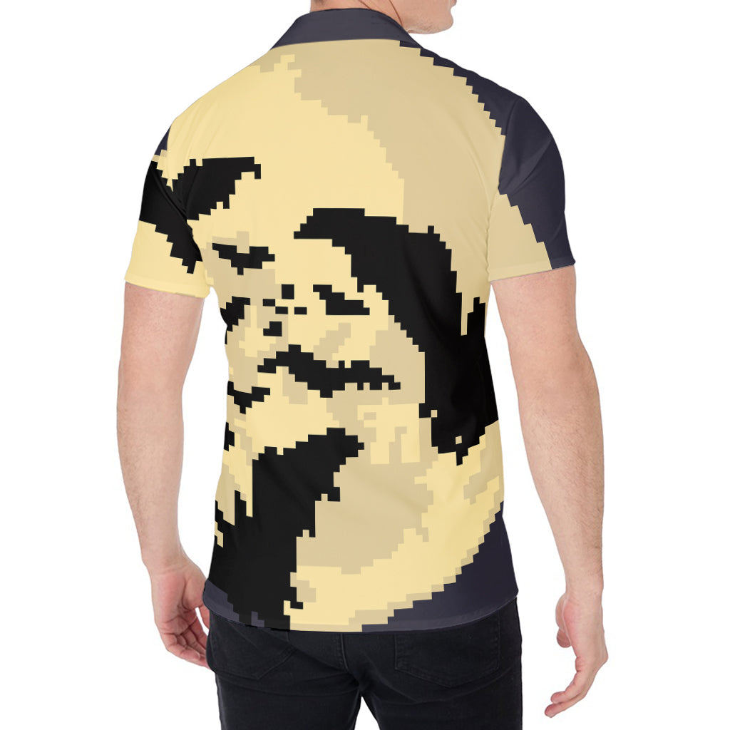 8-Bit Pixel Halloween Bat Print Men's Shirt