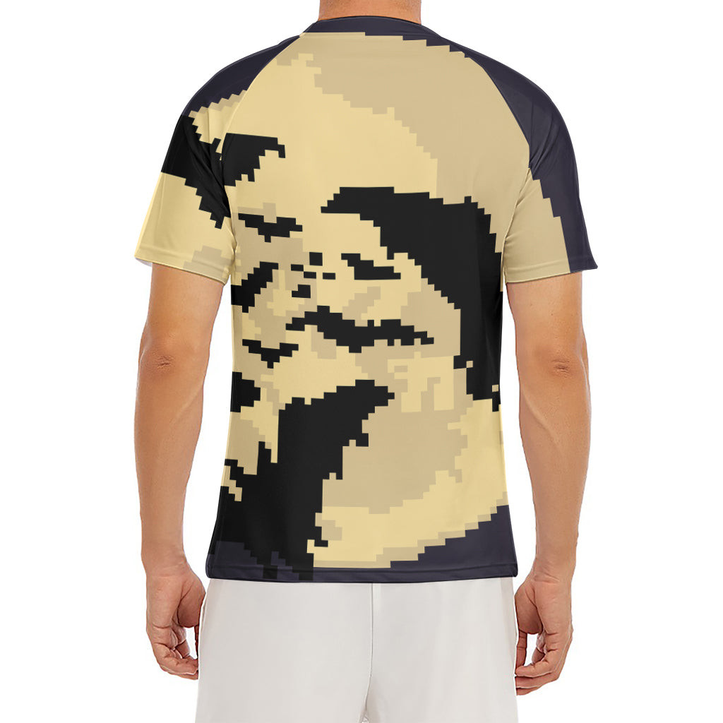 8-Bit Pixel Halloween Bat Print Men's Short Sleeve Rash Guard