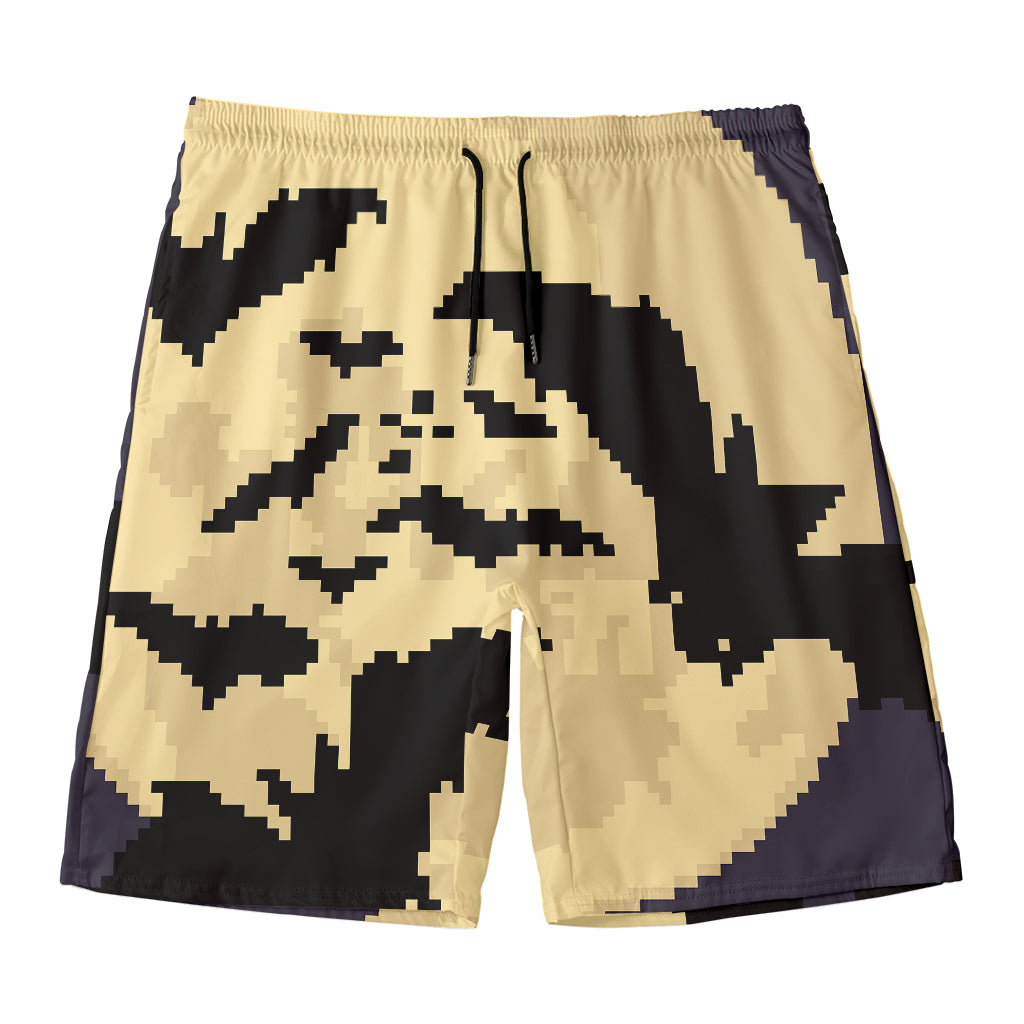 8-Bit Pixel Halloween Bat Print Men's Swim Trunks