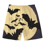 8-Bit Pixel Halloween Bat Print Men's Swim Trunks