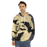 8-Bit Pixel Halloween Bat Print Men's Velvet Pullover Hoodie