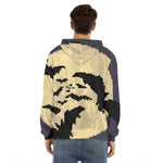 8-Bit Pixel Halloween Bat Print Men's Velvet Pullover Hoodie