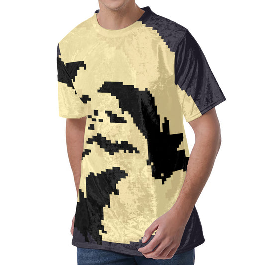 8-Bit Pixel Halloween Bat Print Men's Velvet T-Shirt
