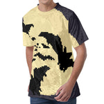 8-Bit Pixel Halloween Bat Print Men's Velvet T-Shirt