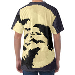 8-Bit Pixel Halloween Bat Print Men's Velvet T-Shirt