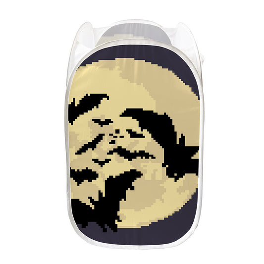 8-Bit Pixel Halloween Bat Print Mesh Laundry Hamper