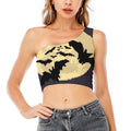 8-Bit Pixel Halloween Bat Print One Shoulder Crop Top