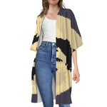 8-Bit Pixel Halloween Bat Print Open Front Beach Cover Up