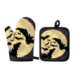 8-Bit Pixel Halloween Bat Print Oven Mitt And Pot Holder Set