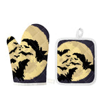 8-Bit Pixel Halloween Bat Print Oven Mitt And Pot Holder Set