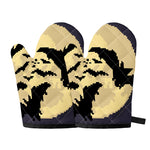 8-Bit Pixel Halloween Bat Print Oven Mitts